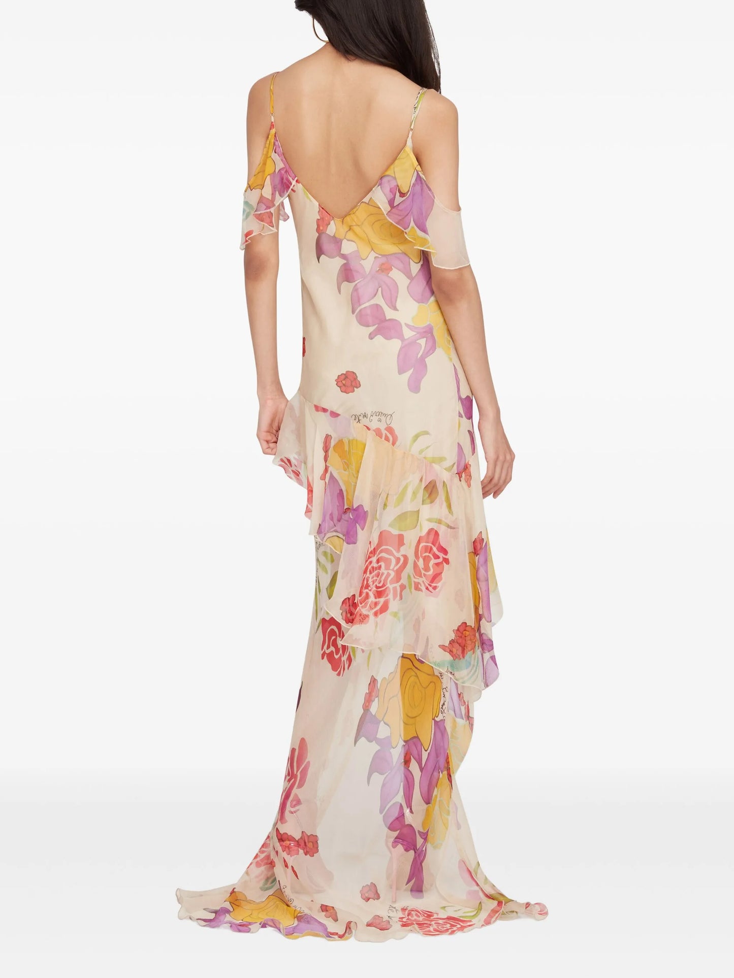 Flores chiffon maxi dress