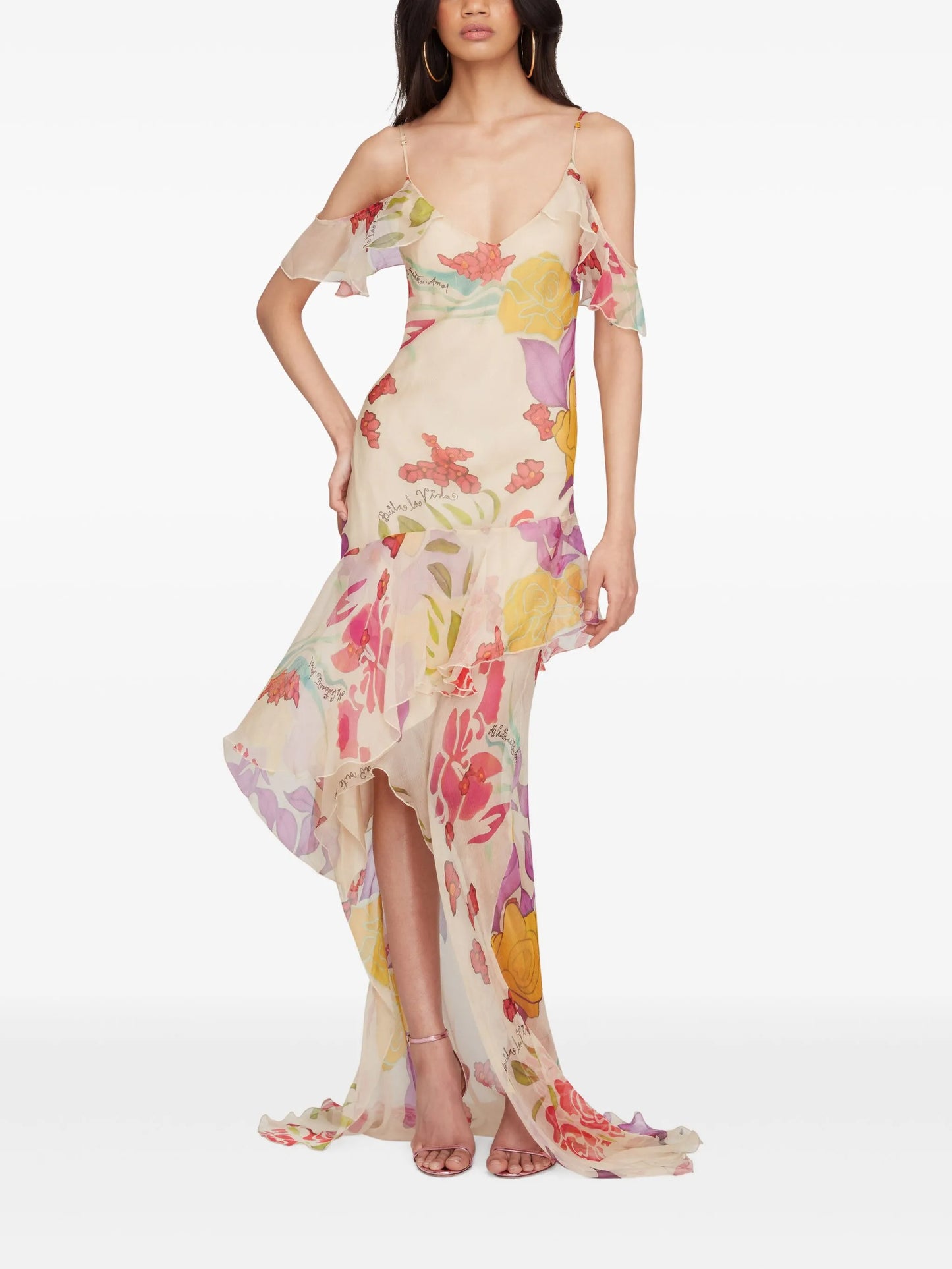 Flores chiffon maxi dress