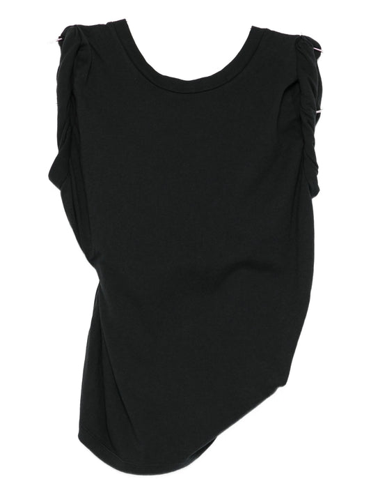 twisted boat-neck top