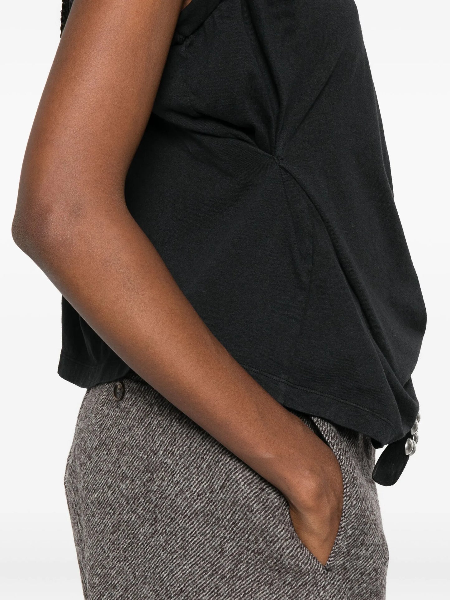 twisted boat-neck top
