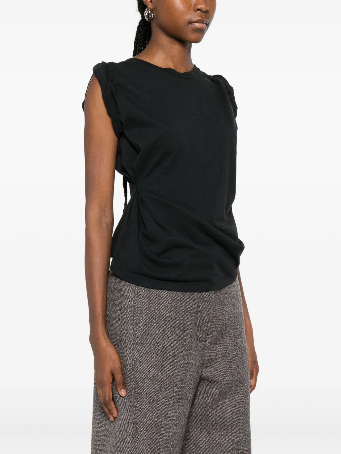 twisted boat-neck top