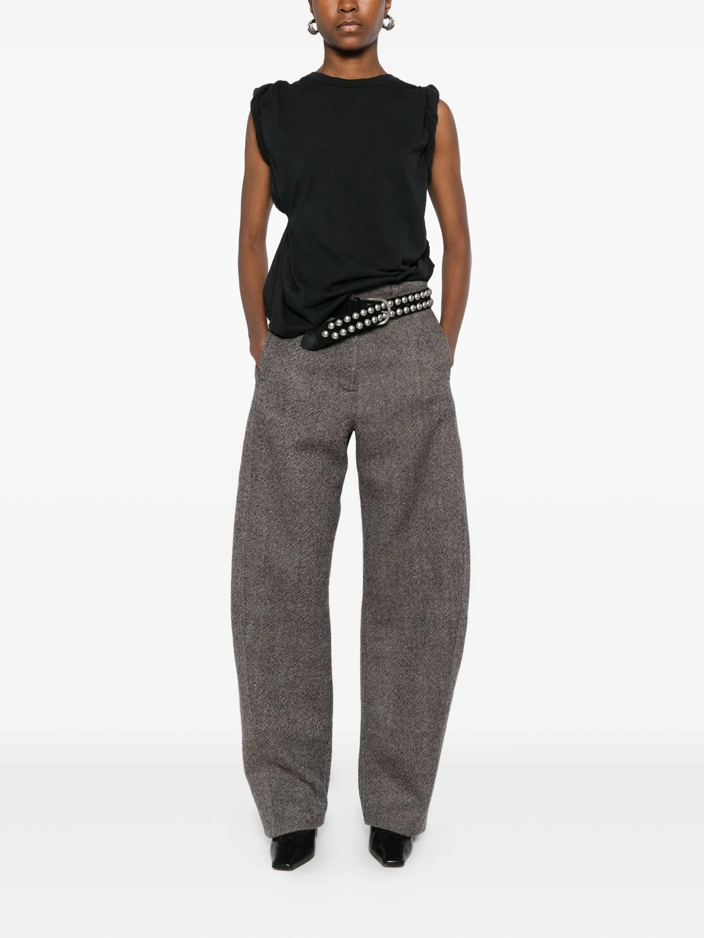 twisted boat-neck top