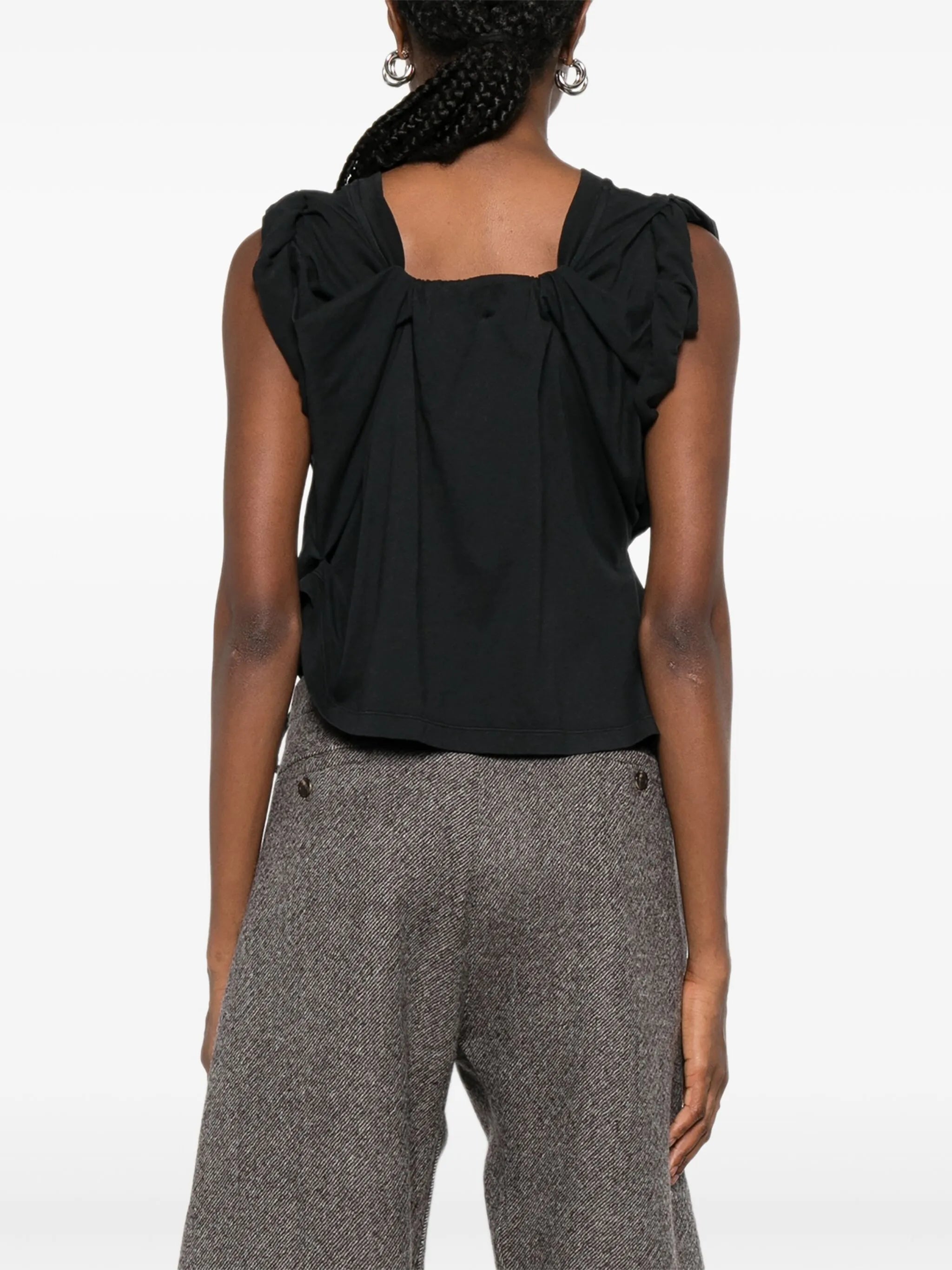 twisted boat-neck top