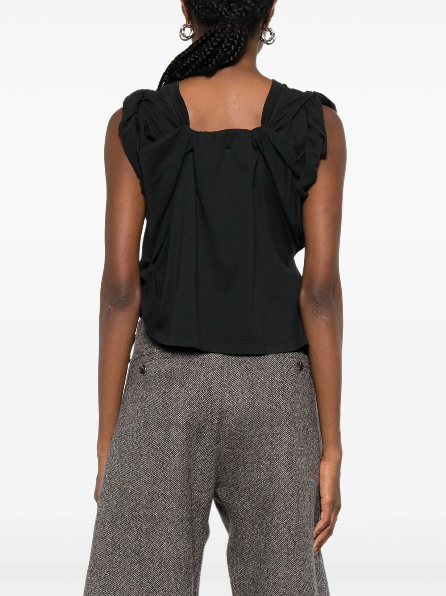 twisted boat-neck top