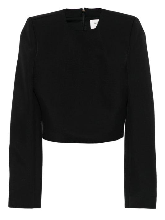 long-sleeve crew-neck blouse