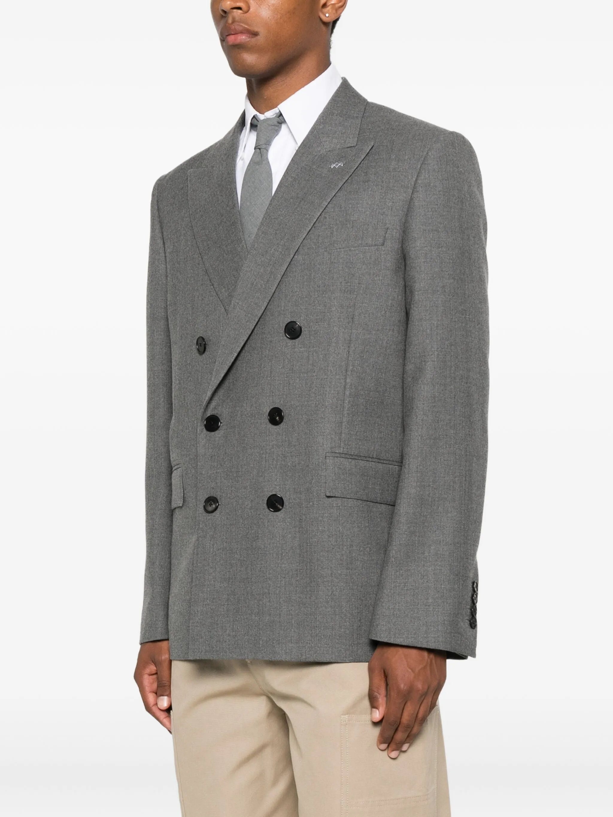 peak-lapel wool blazer