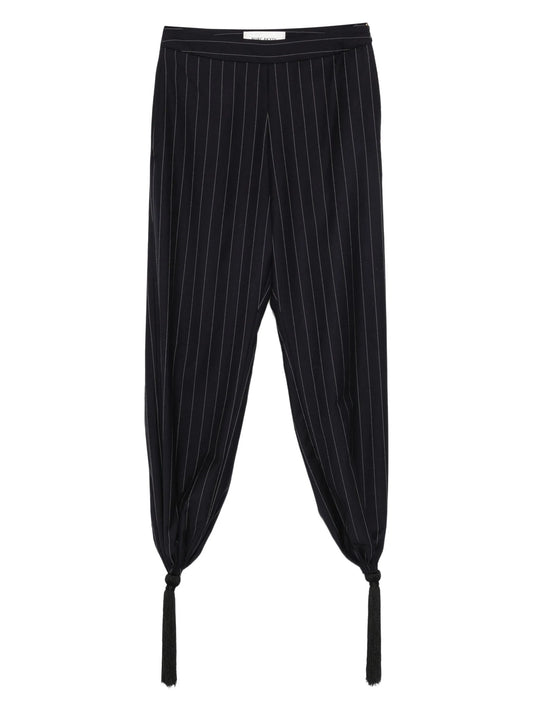 pinstripe tasselled trousers