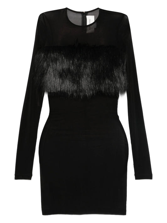 faux fur-trimmed mini dress