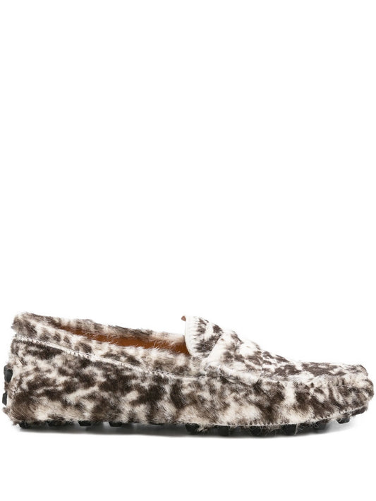 Gommino leopard-print pony-hair loafers