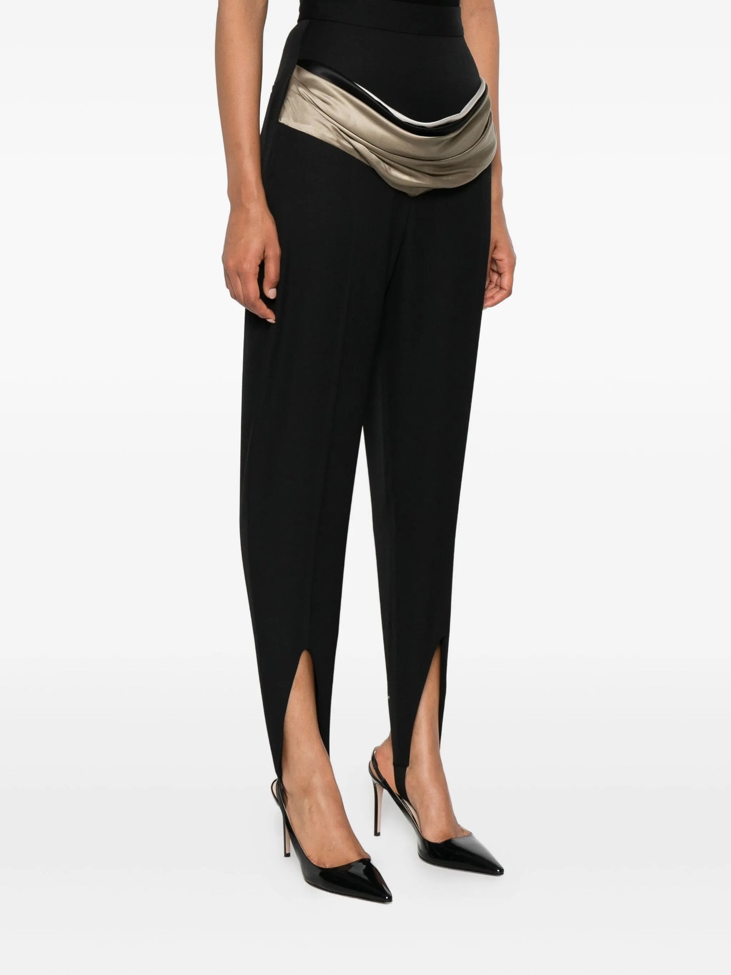 draped-detail stirrup trousers