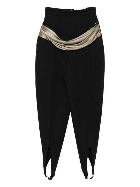 draped-detail stirrup trousers