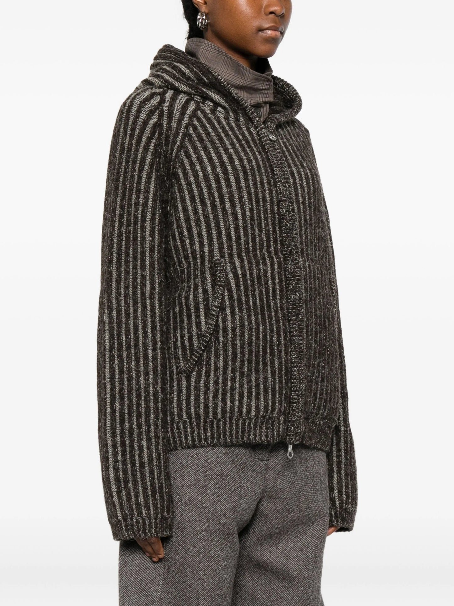 striped knitted hoodie