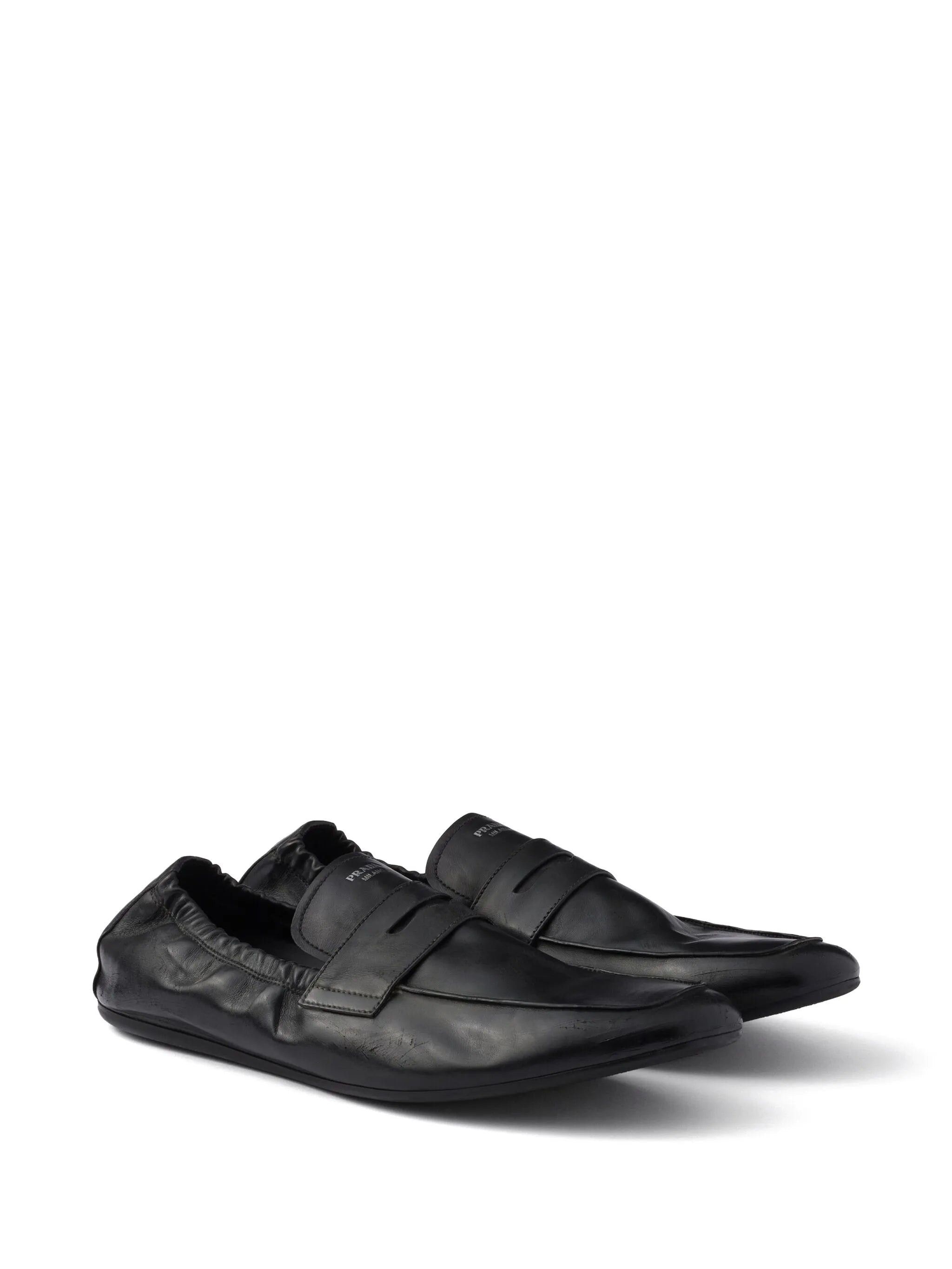 Shuffle antiqued-leather loafers