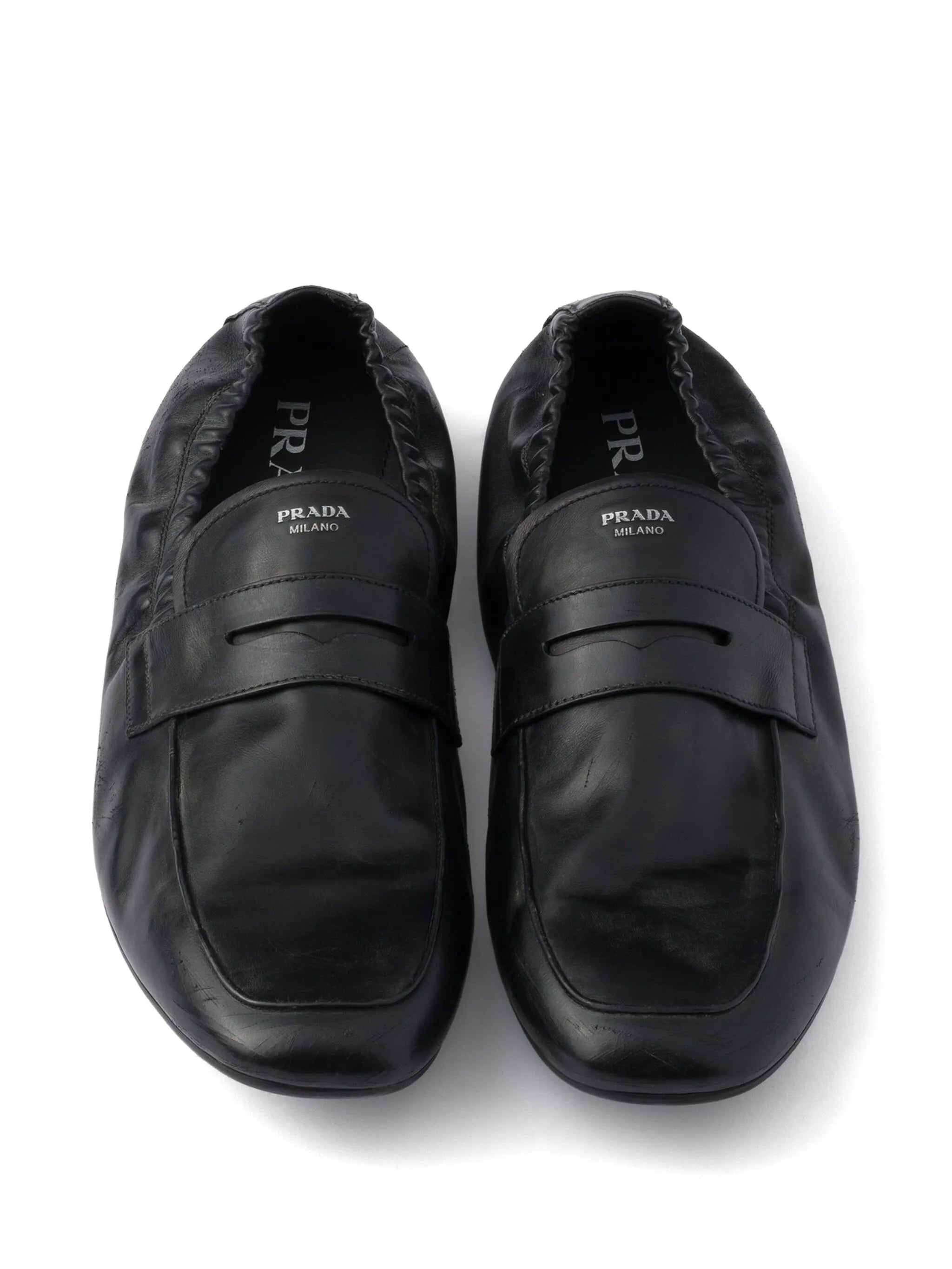 Shuffle antiqued-leather loafers