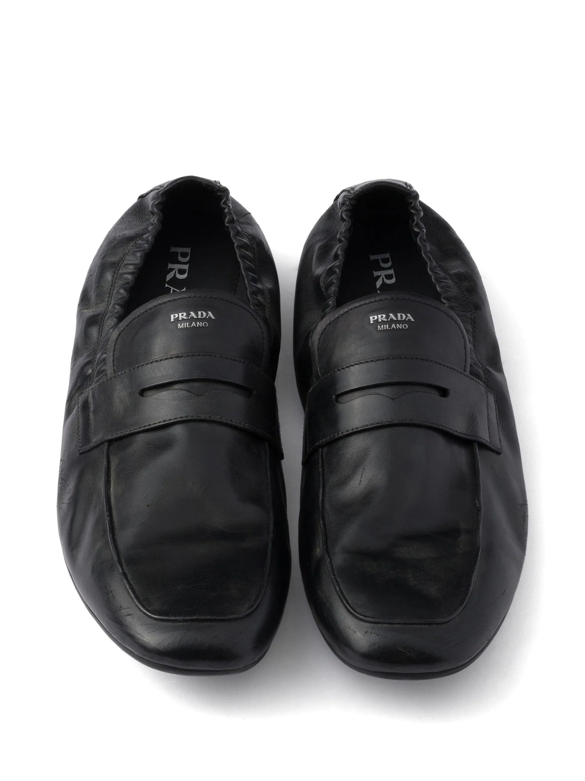 Shuffle antiqued-leather loafers