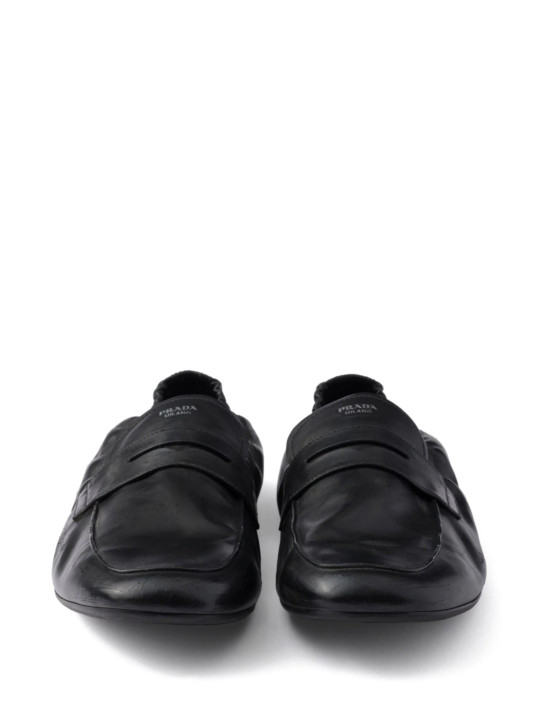 Shuffle antiqued-leather loafers