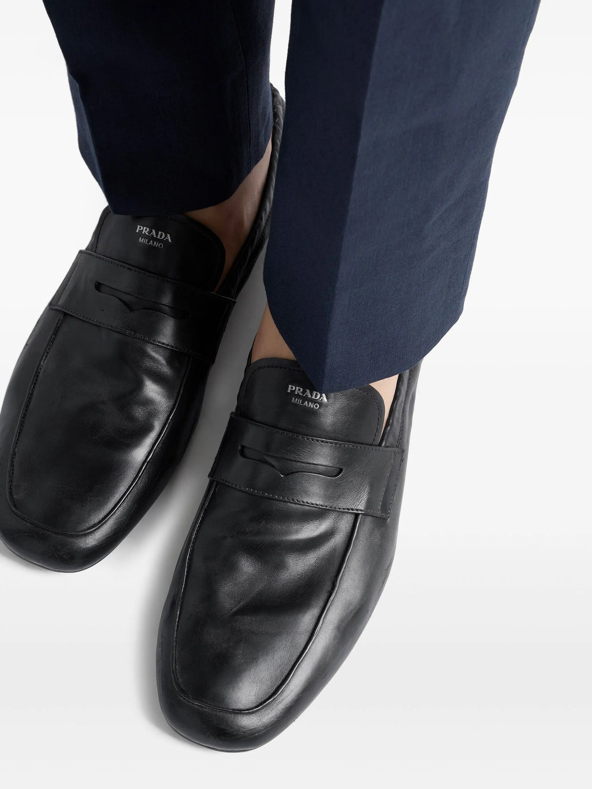 Shuffle antiqued-leather loafers