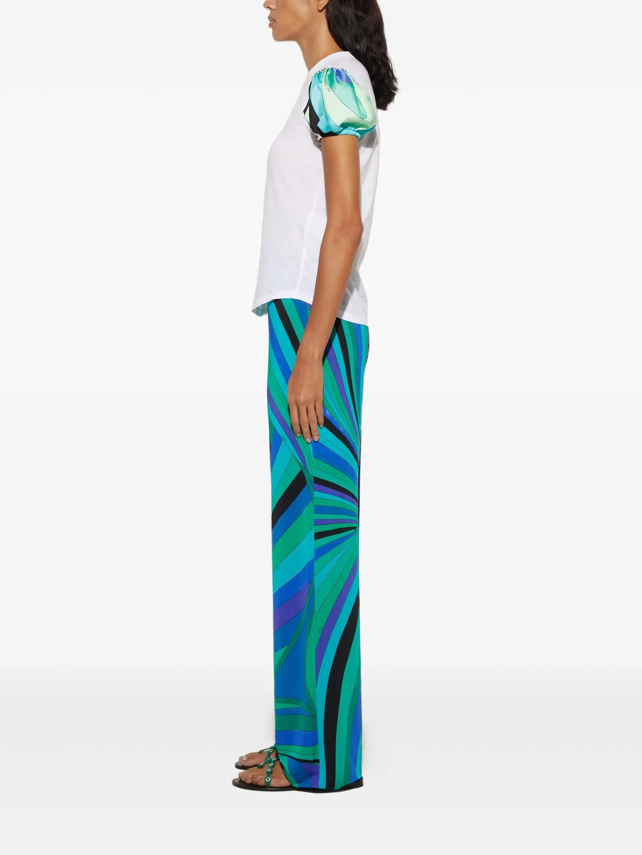 Iride-print trousers