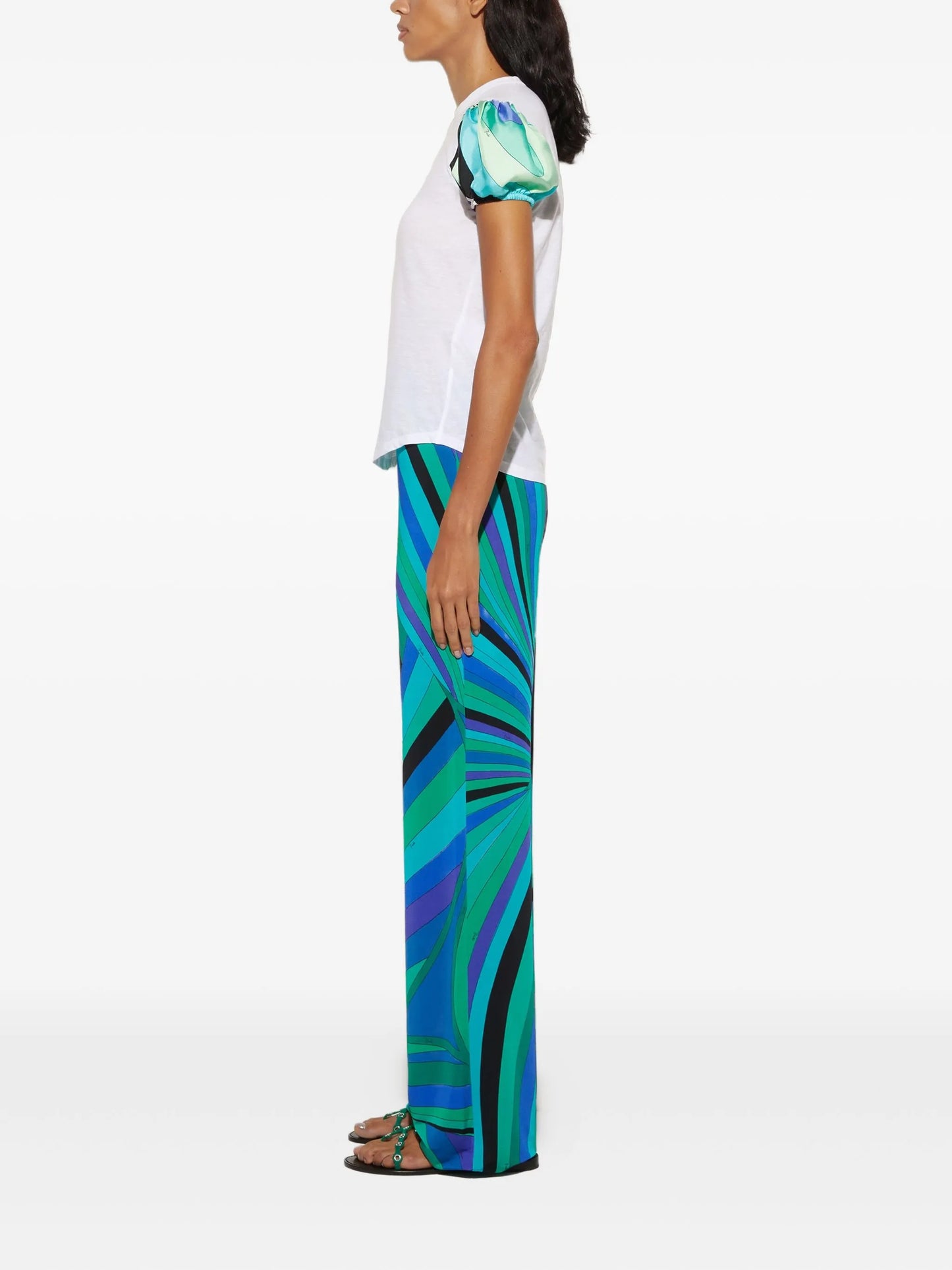 Iride-print trousers