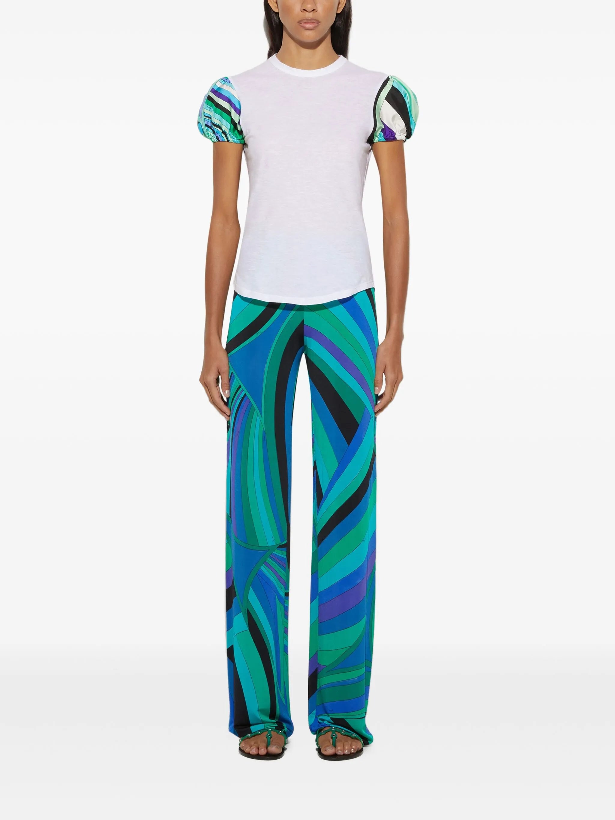 Iride-print trousers