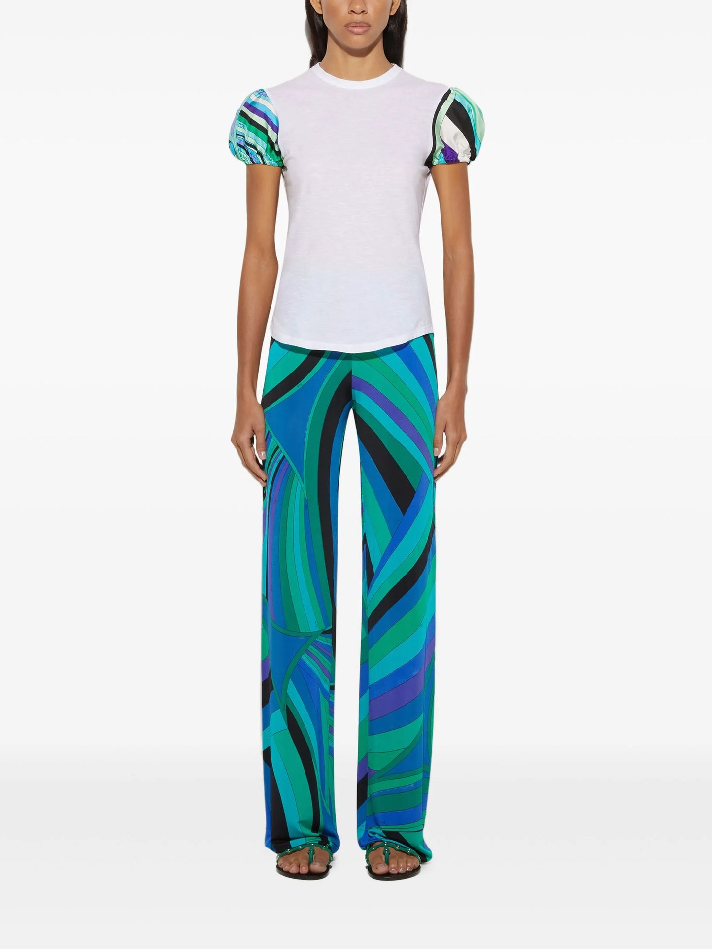 Iride-print trousers
