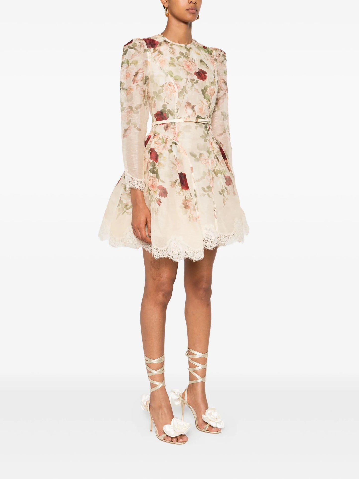 Story floral lace-trimmed mini dress