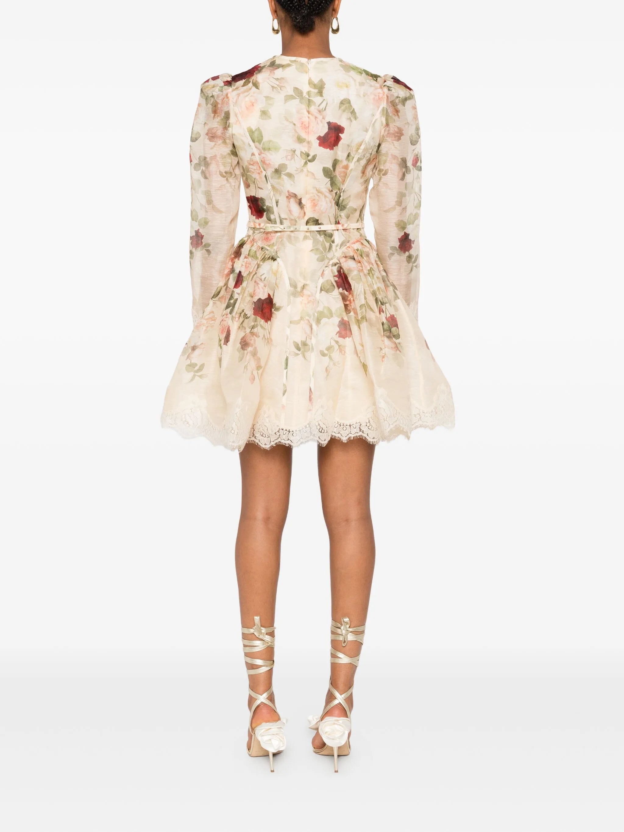 Story floral lace-trimmed mini dress