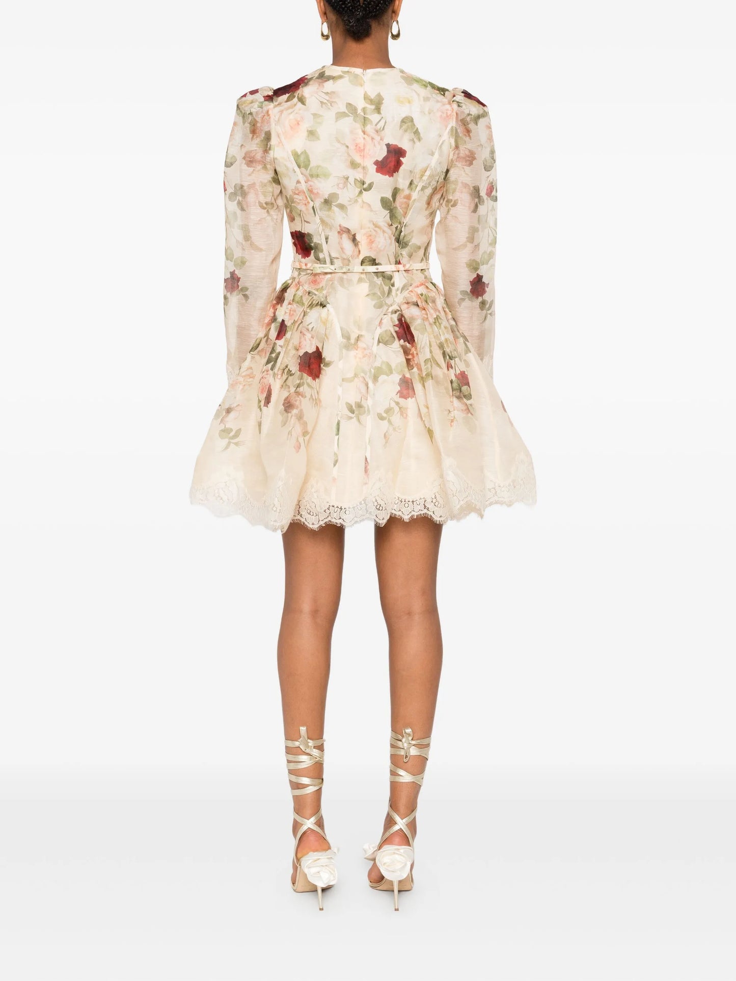 Story floral lace-trimmed mini dress
