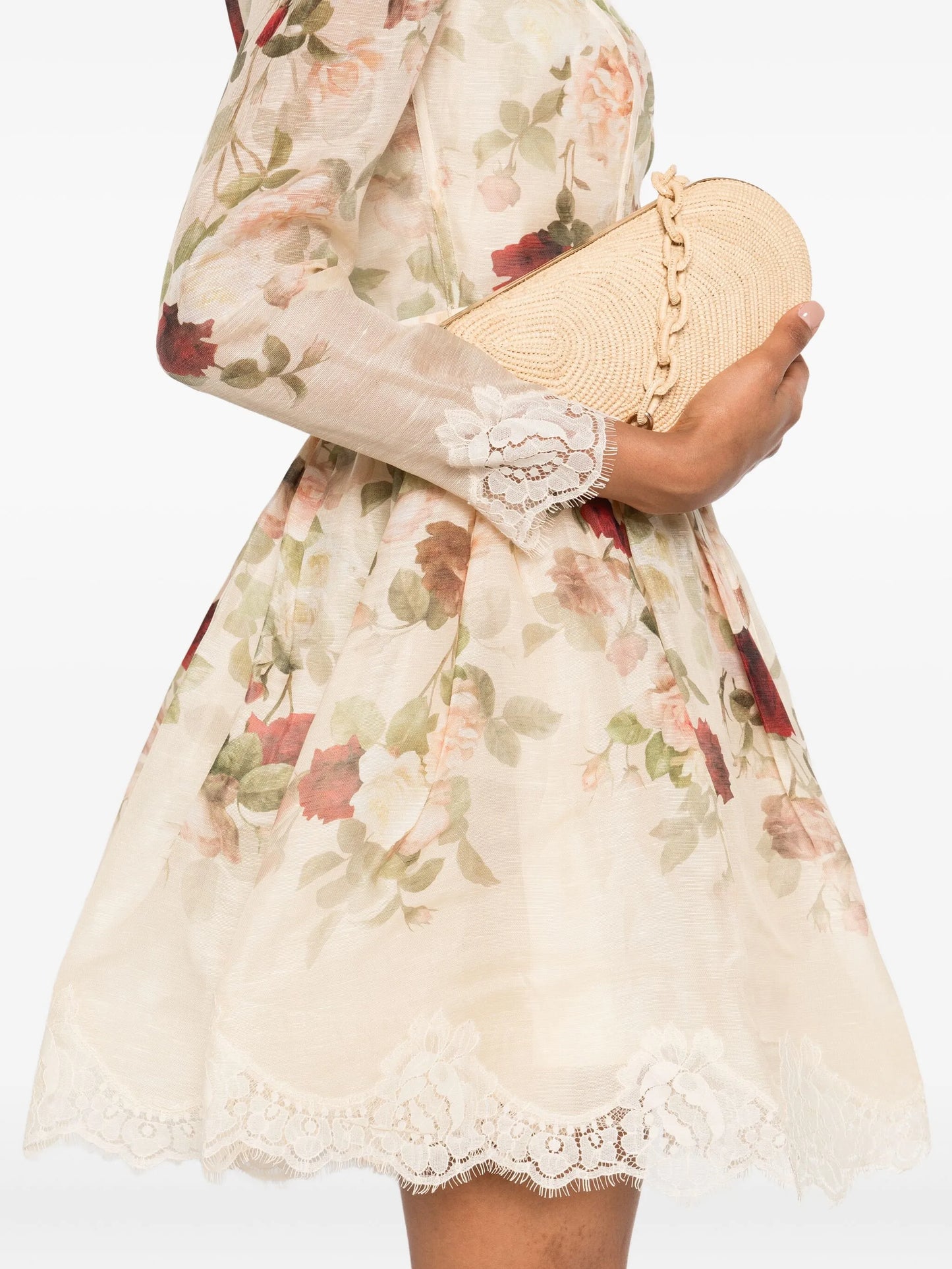 Story floral lace-trimmed mini dress
