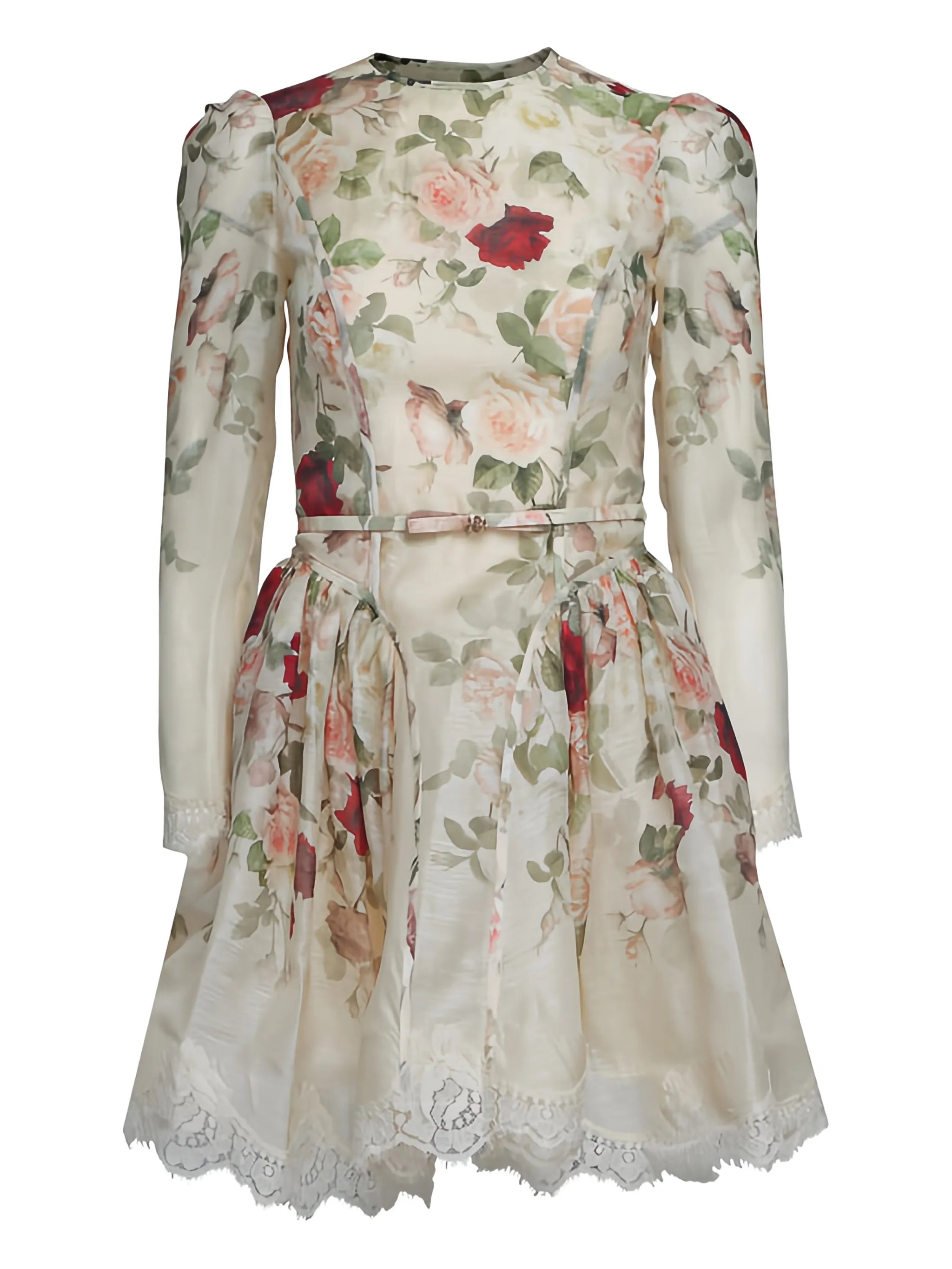 Story floral lace-trimmed mini dress