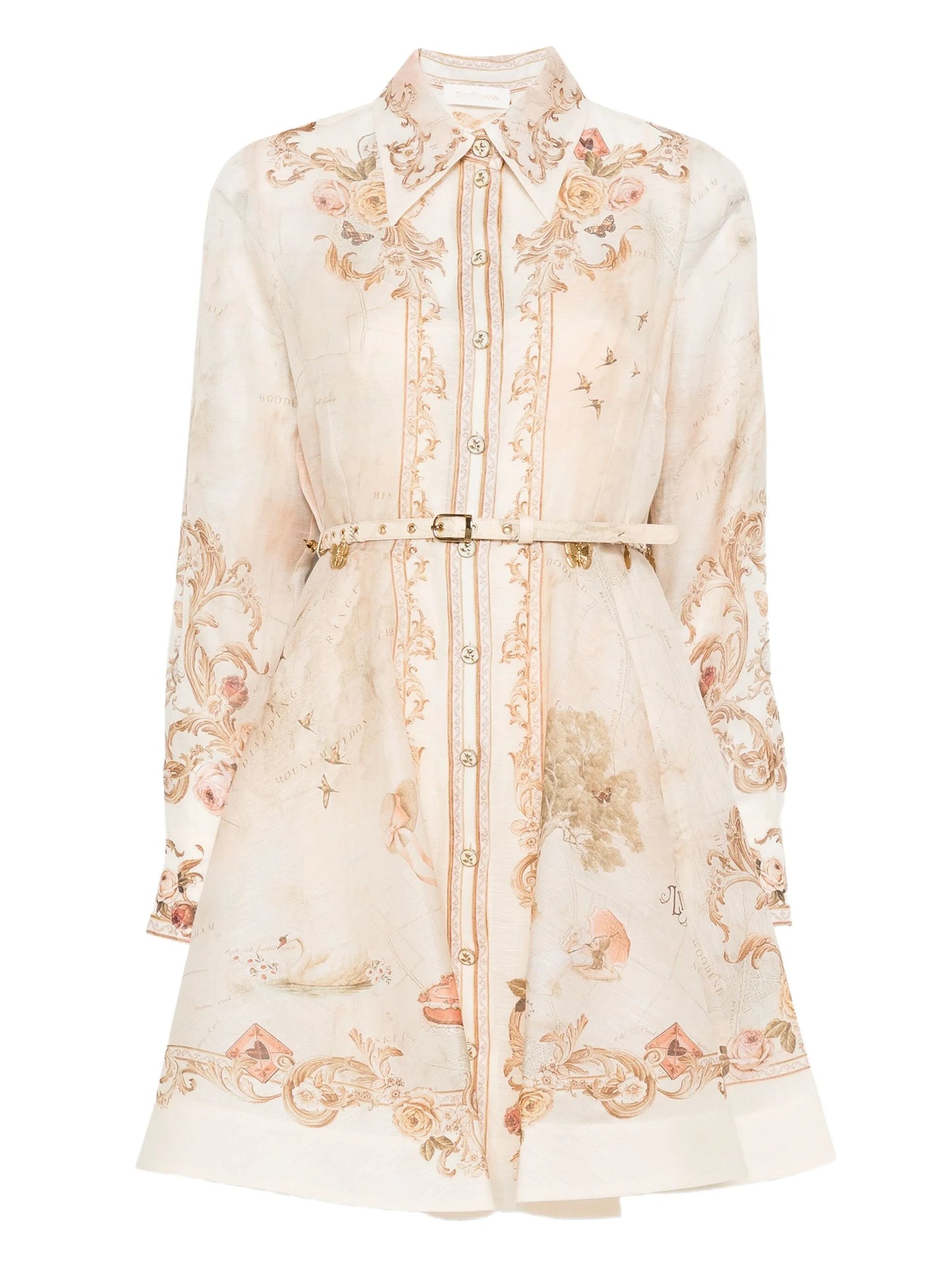 floral-print belted mini dress