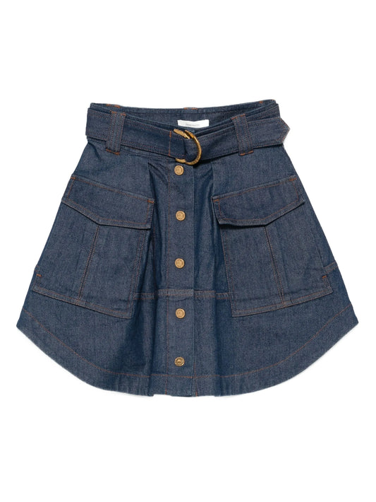 button-fastening cargo skirt