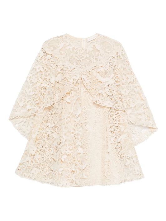 lace ruffled mini dress