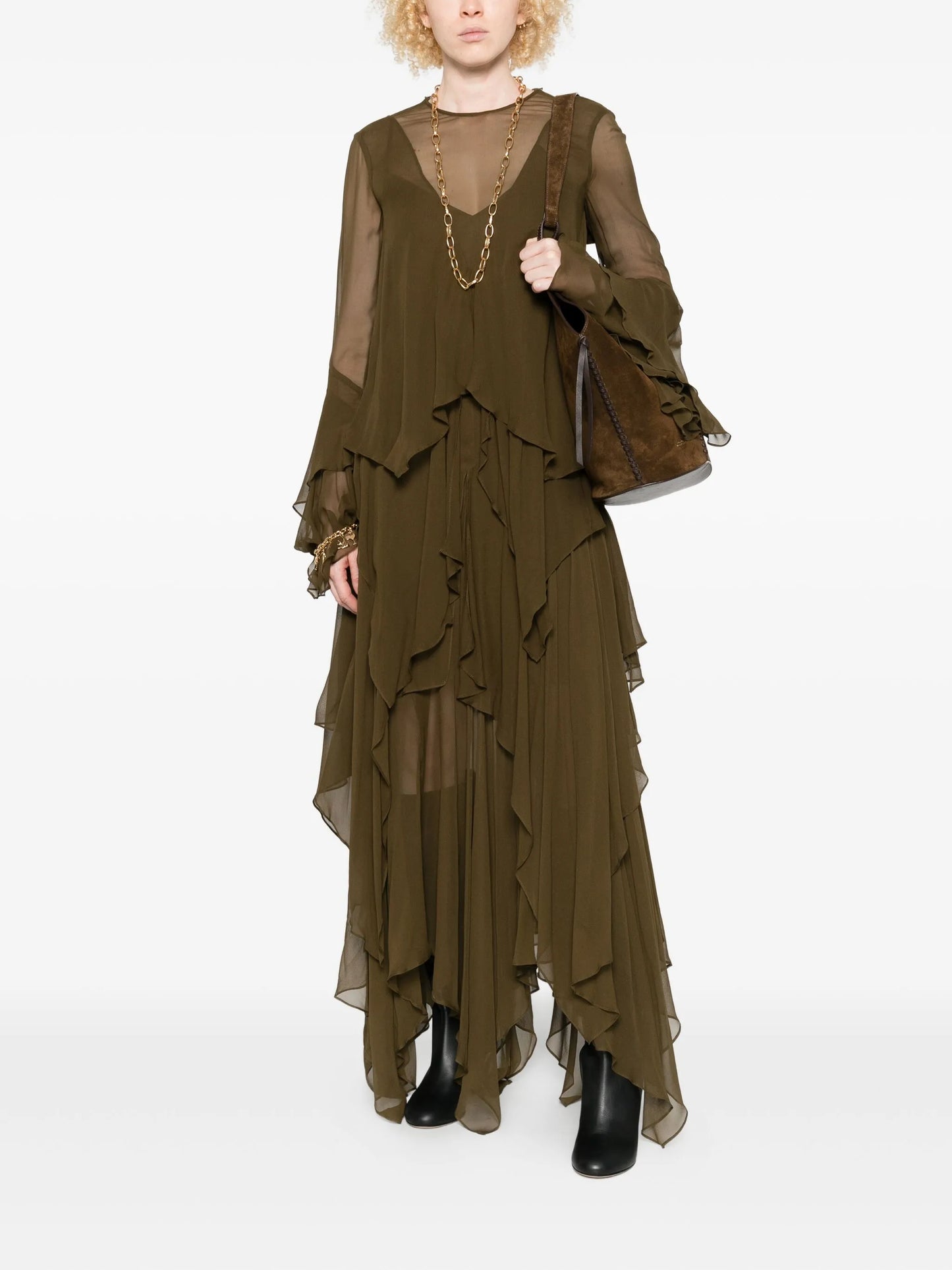 cascading-ruffle maxi dress