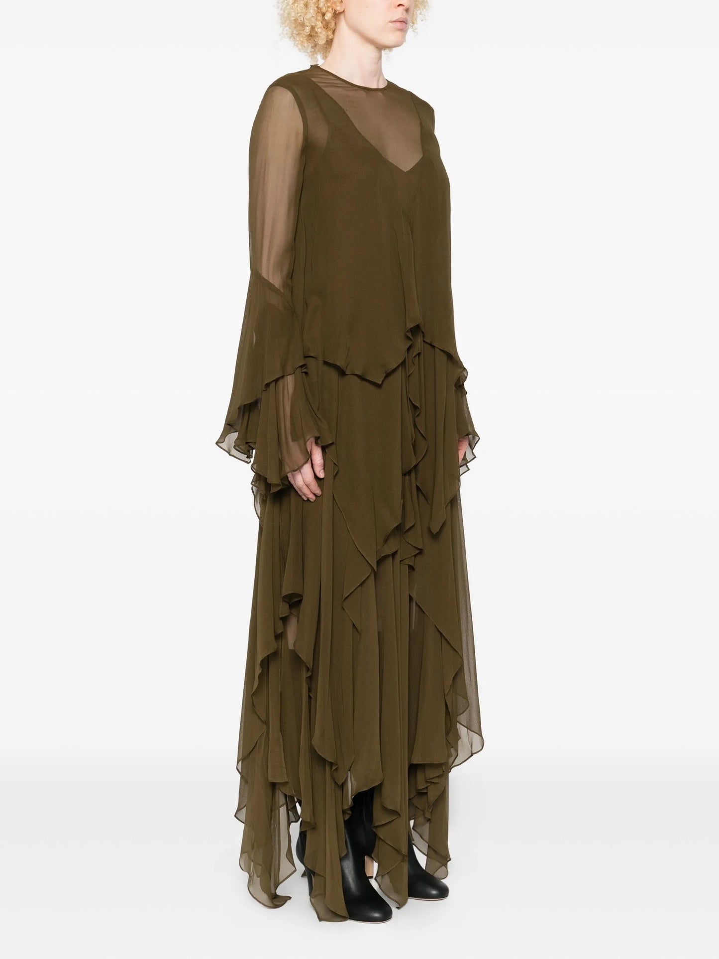 cascading-ruffle maxi dress
