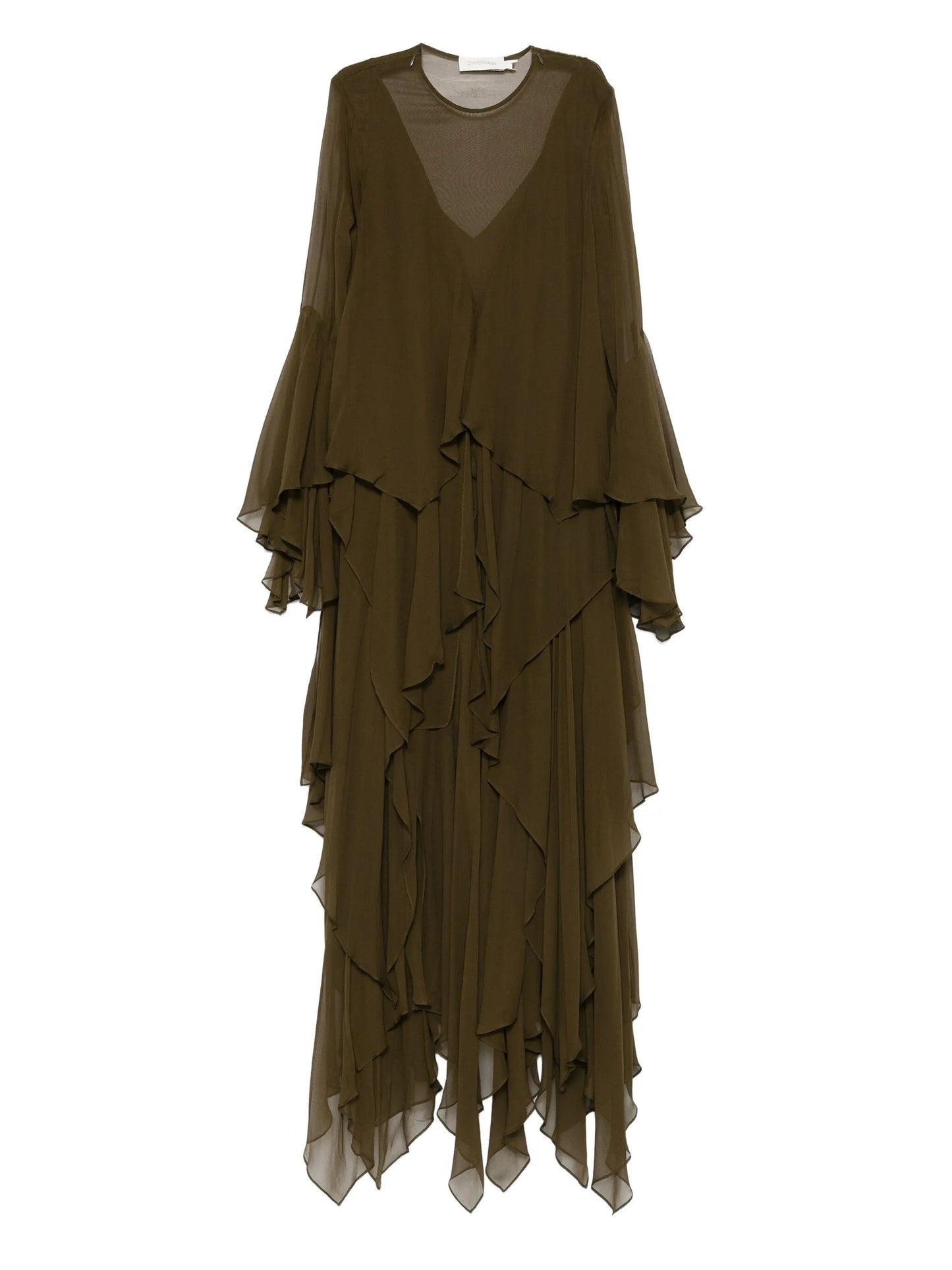 cascading-ruffle maxi dress