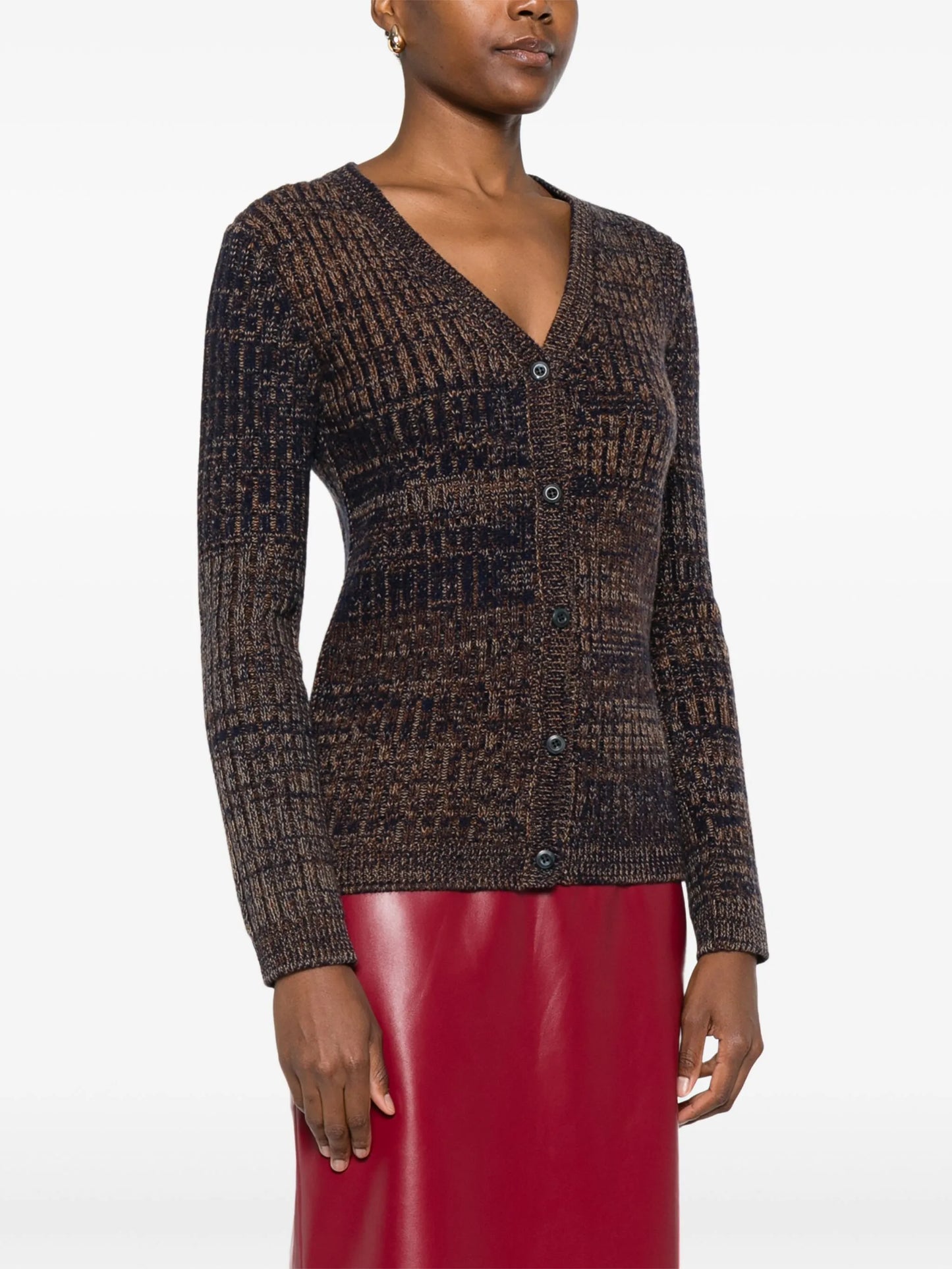 ribbed V-neck cardigan