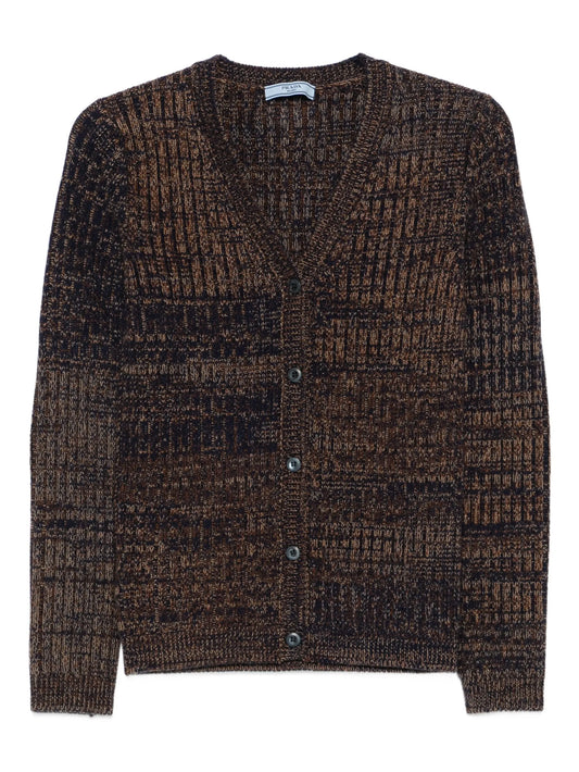 ribbed V-neck cardigan
