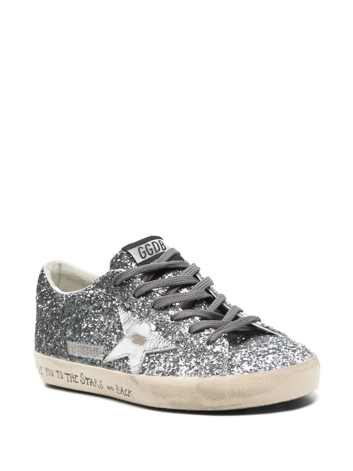 Super Star trainers with glitter upper and silver metallic leather star