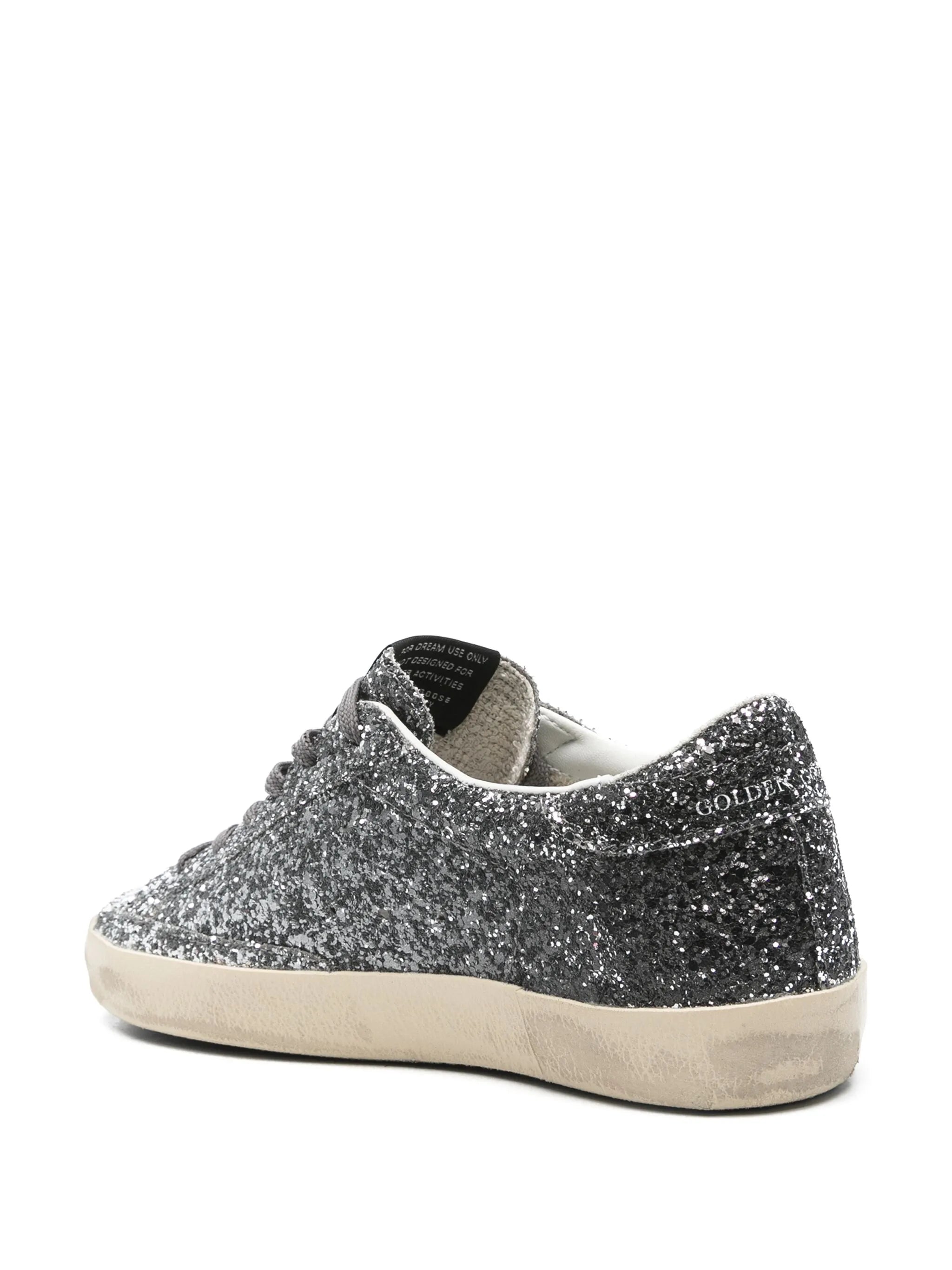 Super Star trainers with glitter upper and silver metallic leather star