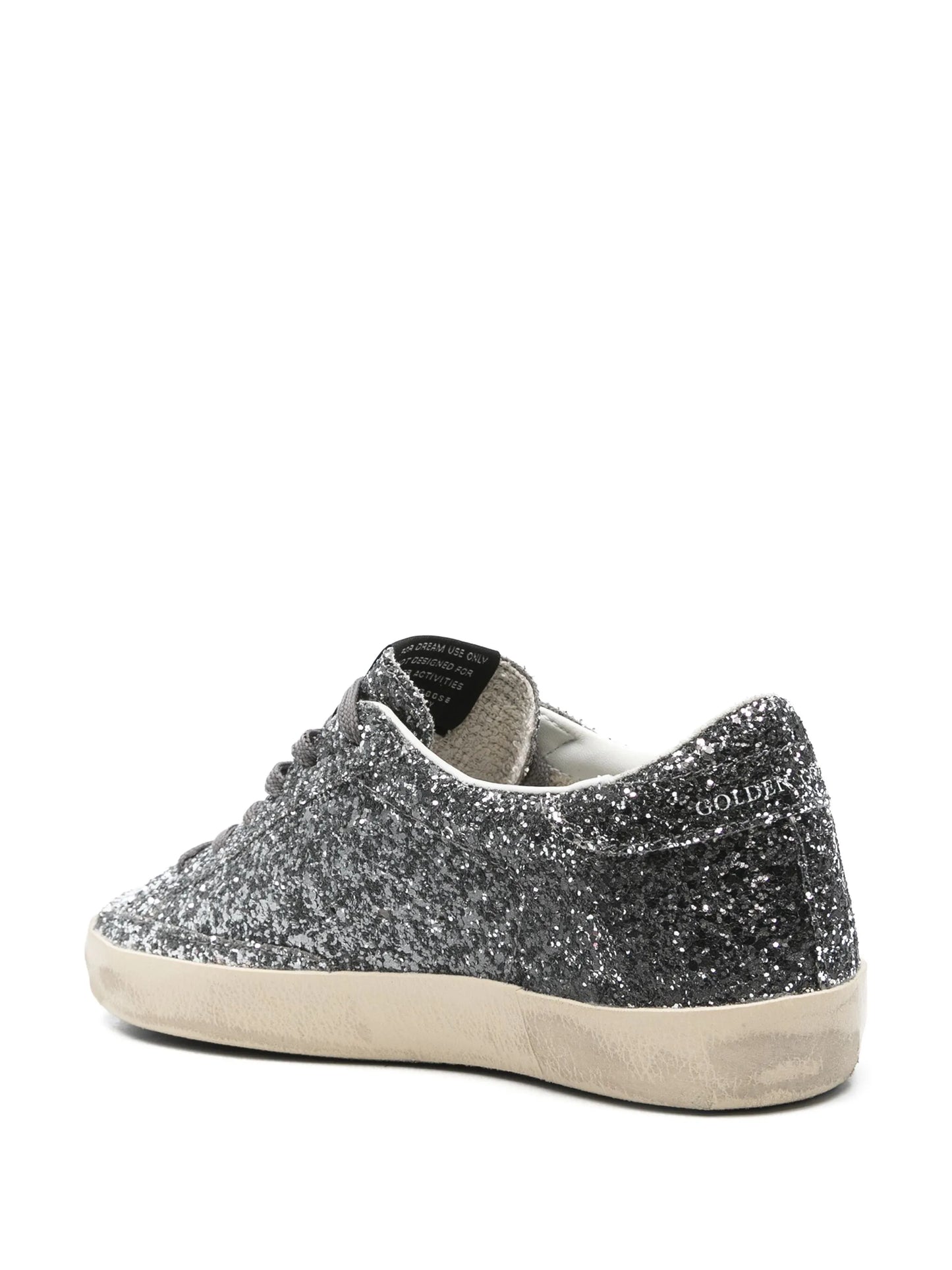 Super Star trainers with glitter upper and silver metallic leather star