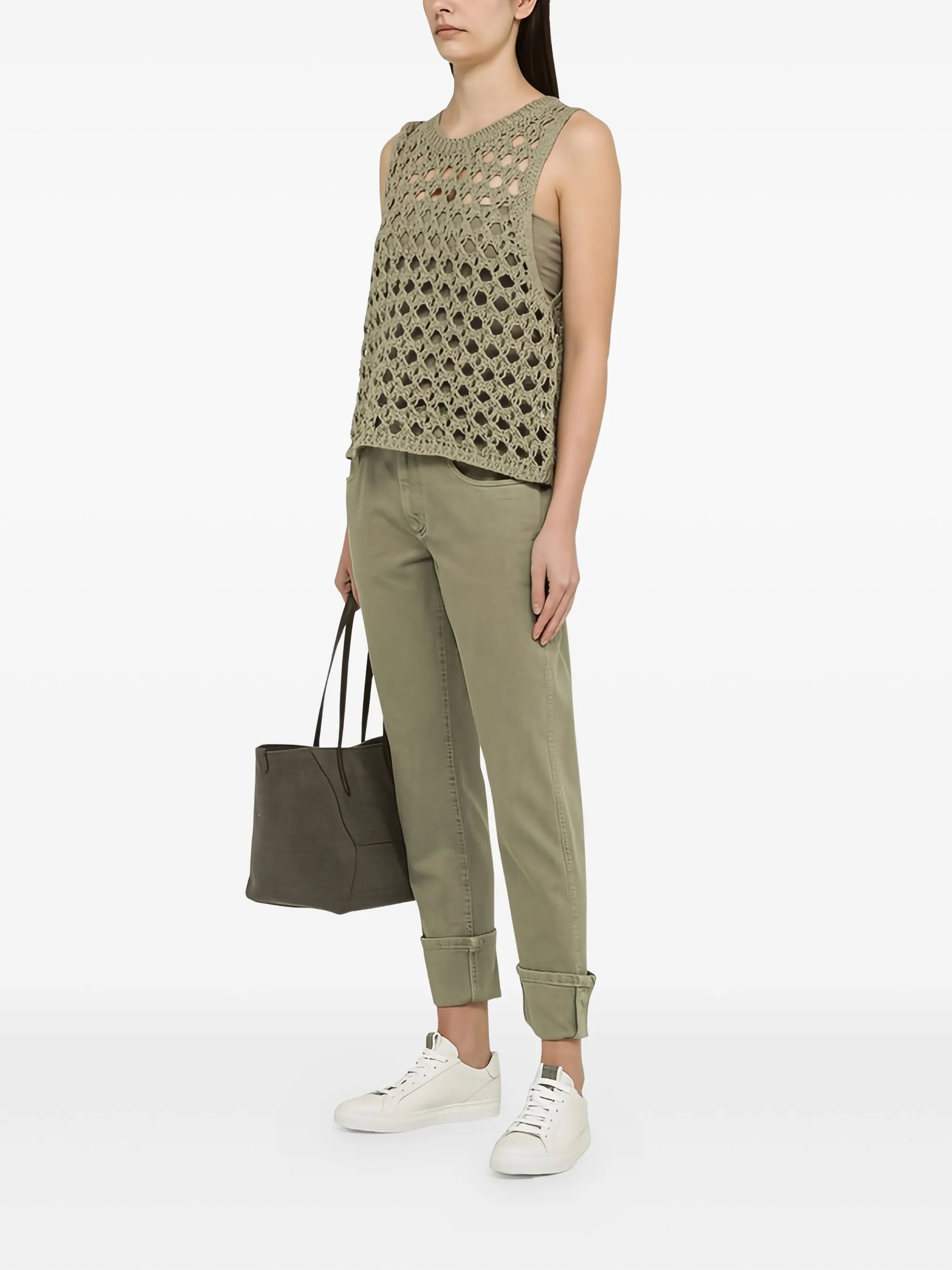 open-knit sleeveless top
