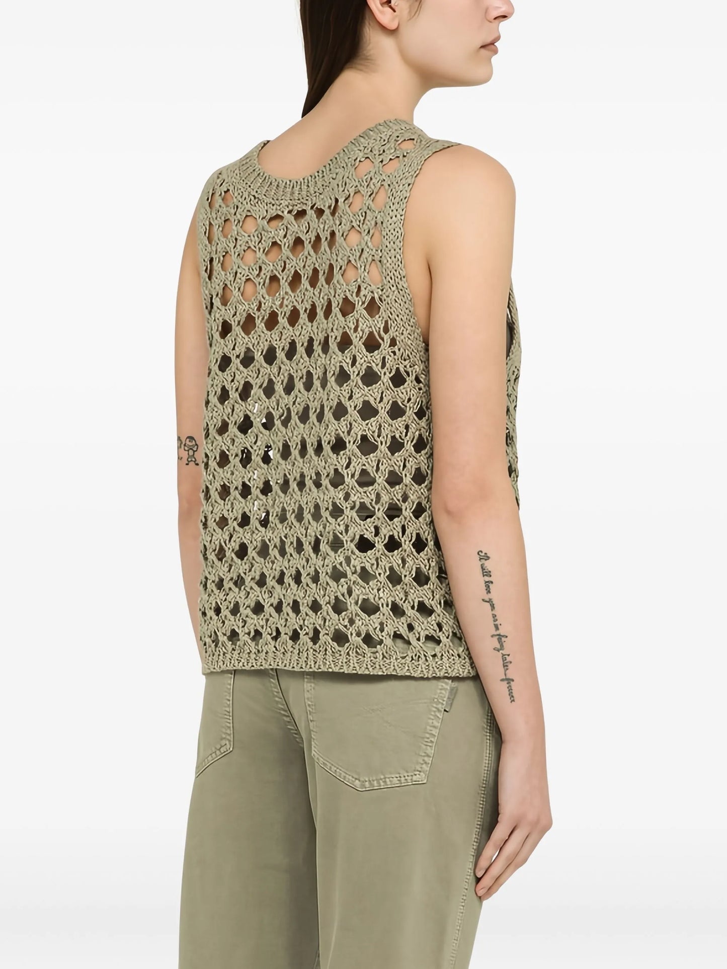open-knit sleeveless top