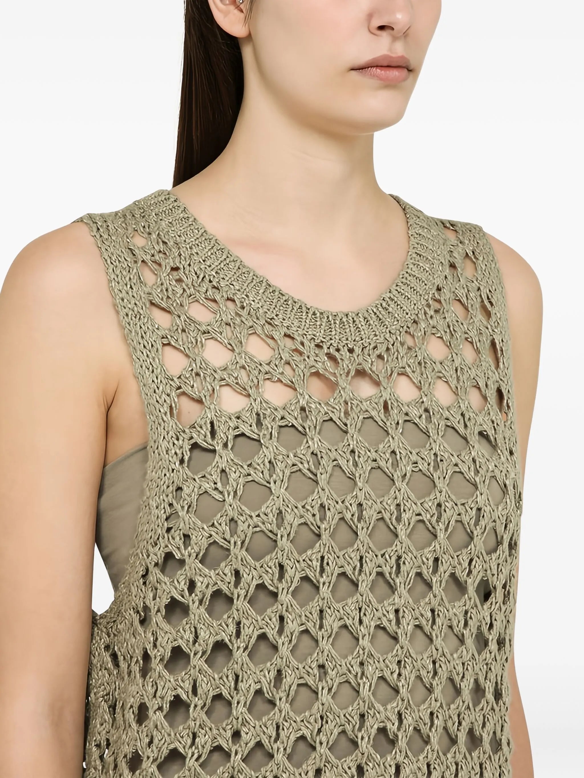 open-knit sleeveless top