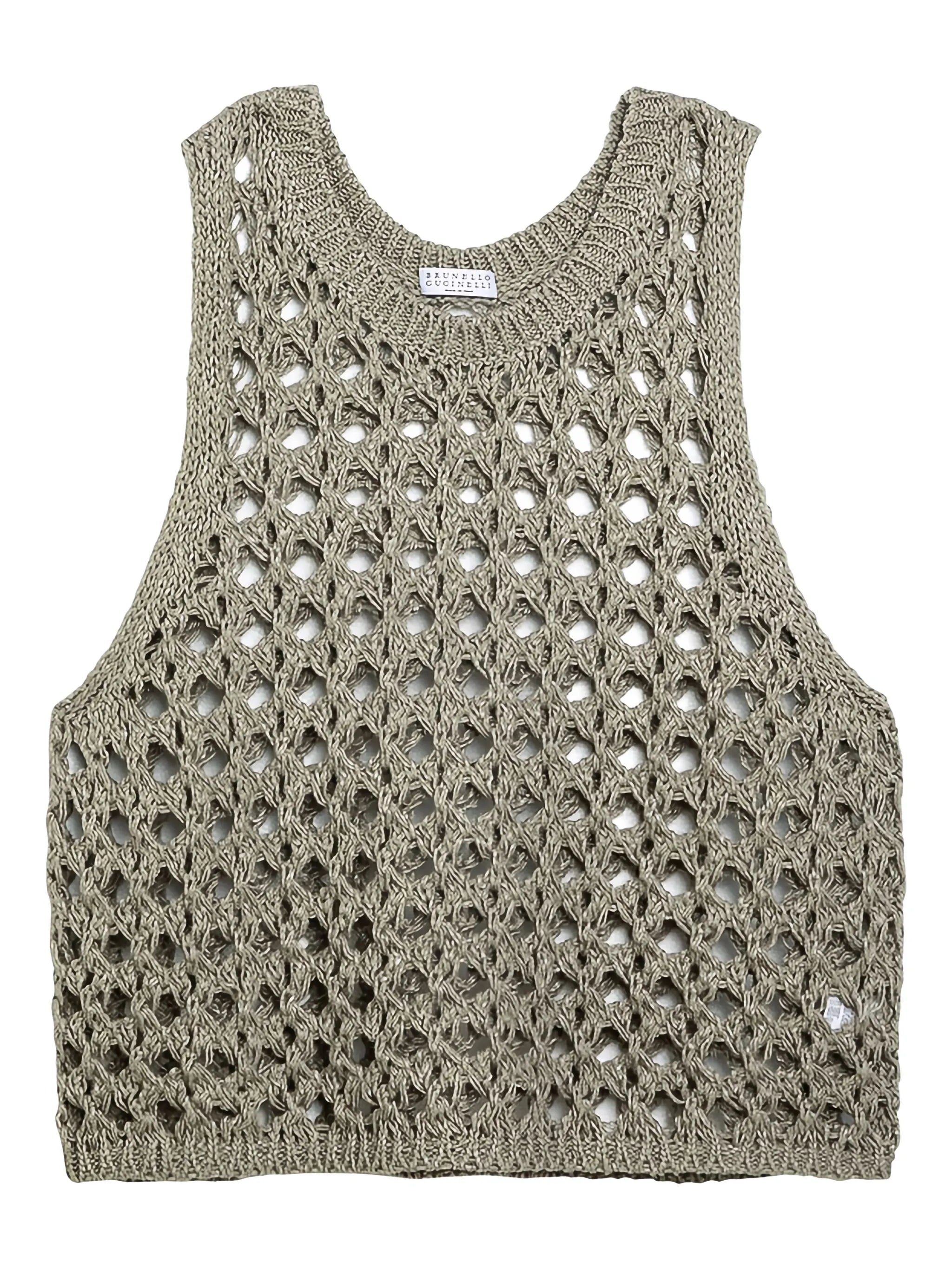 open-knit sleeveless top