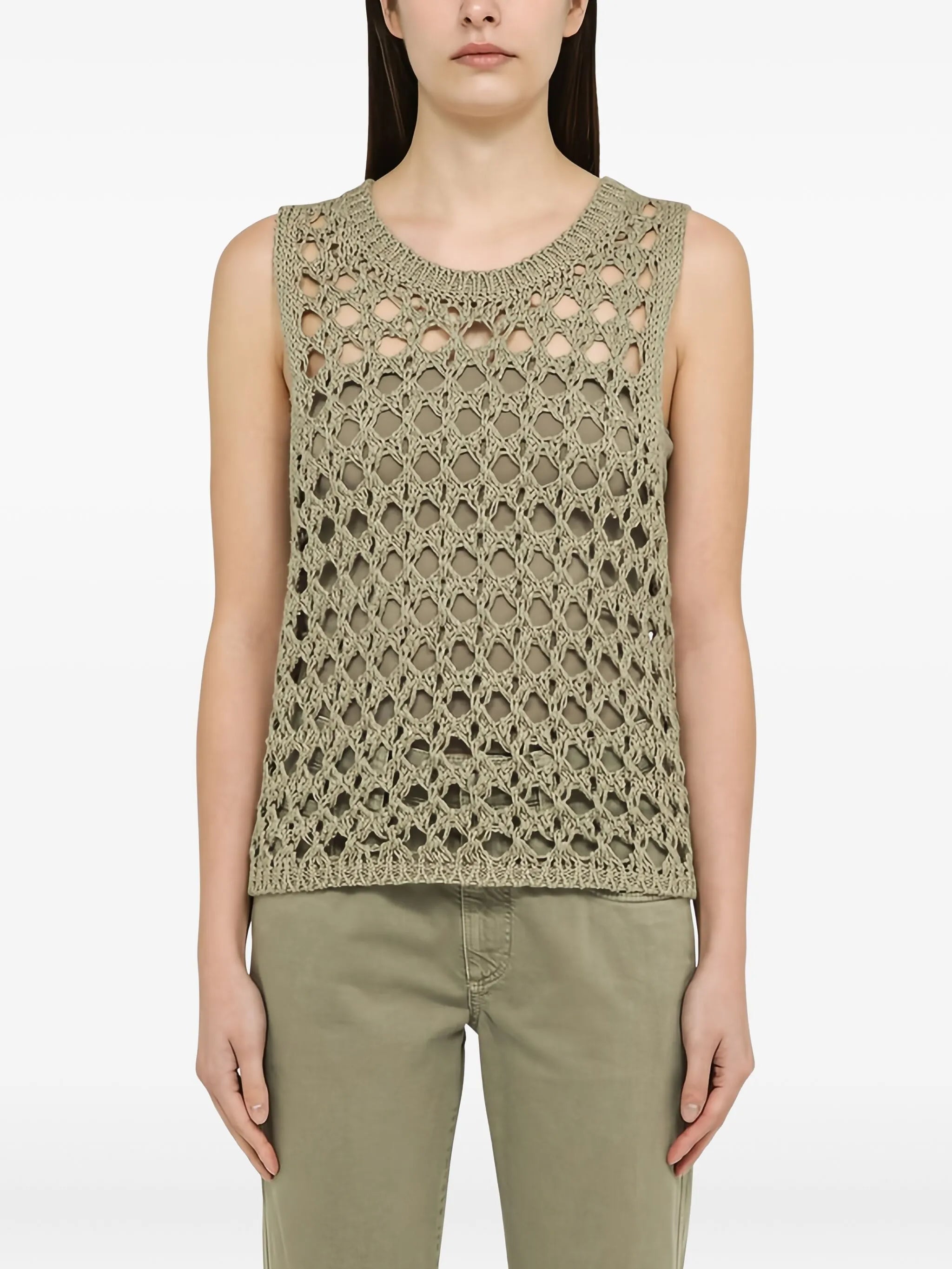 open-knit sleeveless top