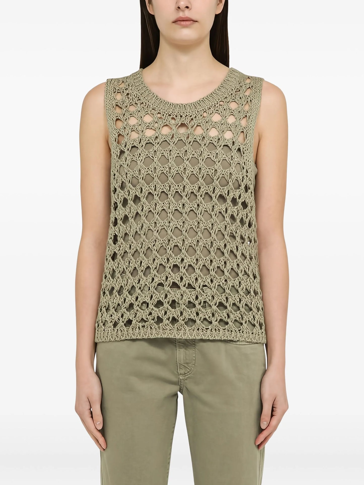 open-knit sleeveless top