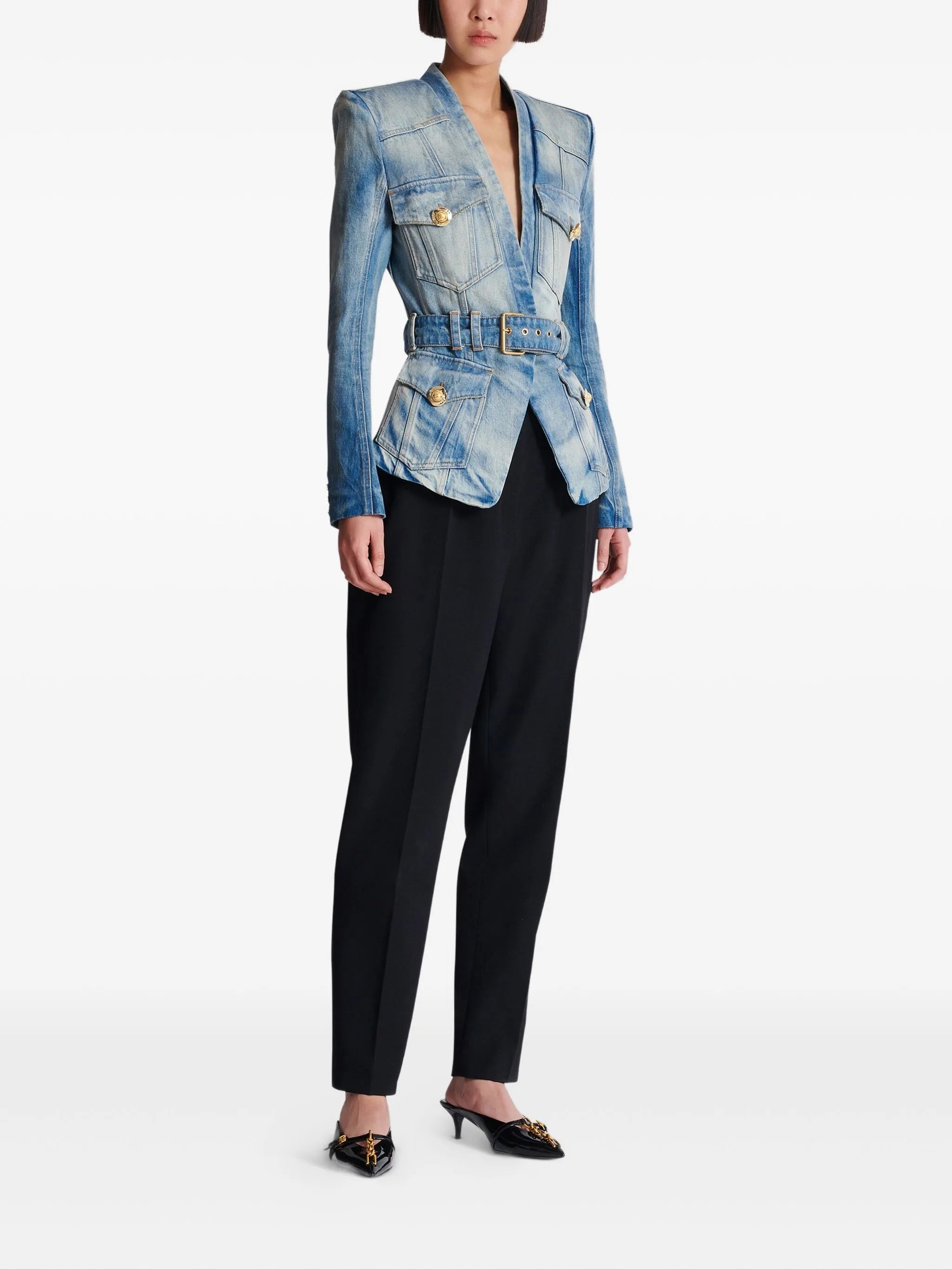 belted denim jacket