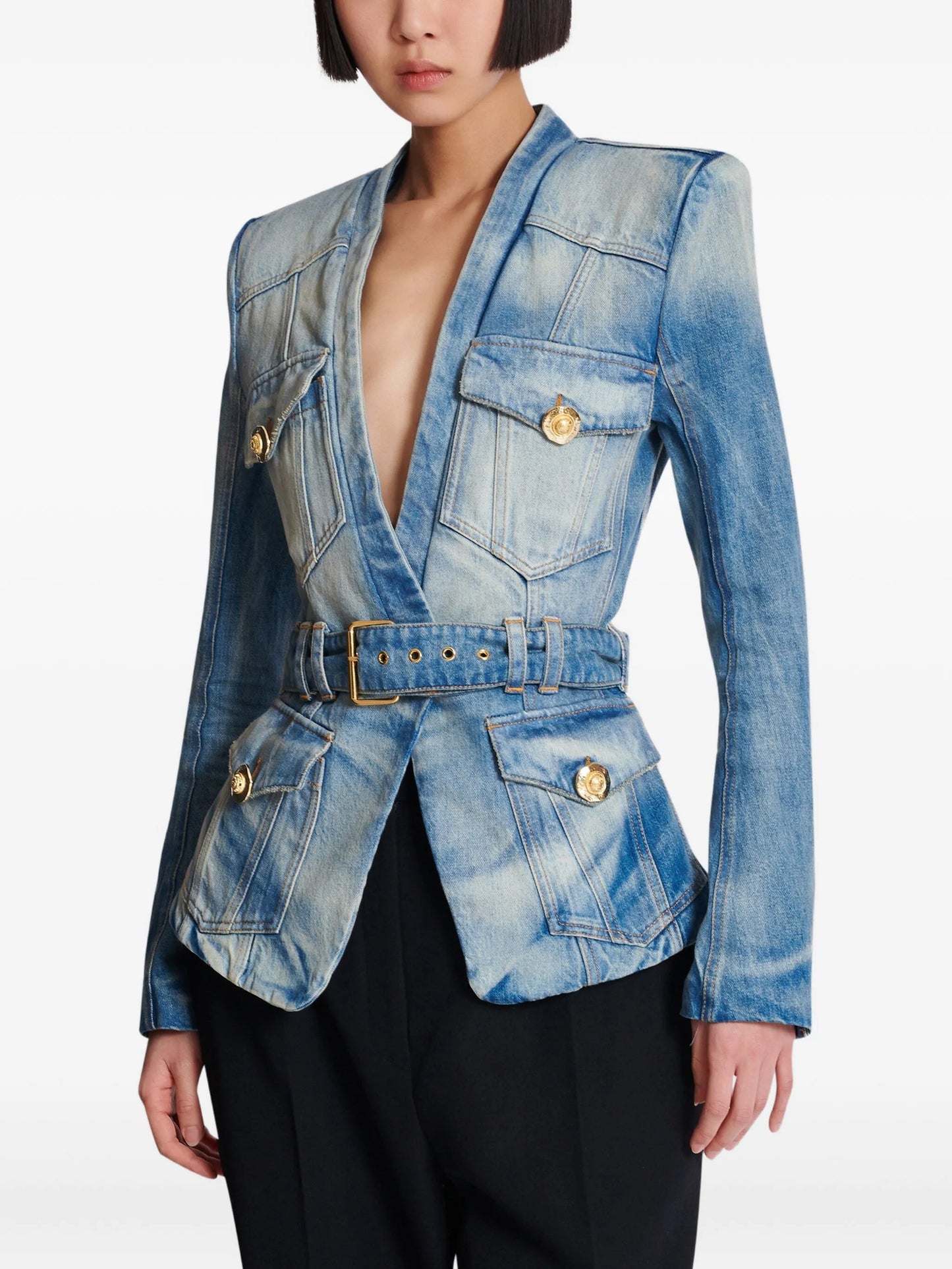 belted denim jacket