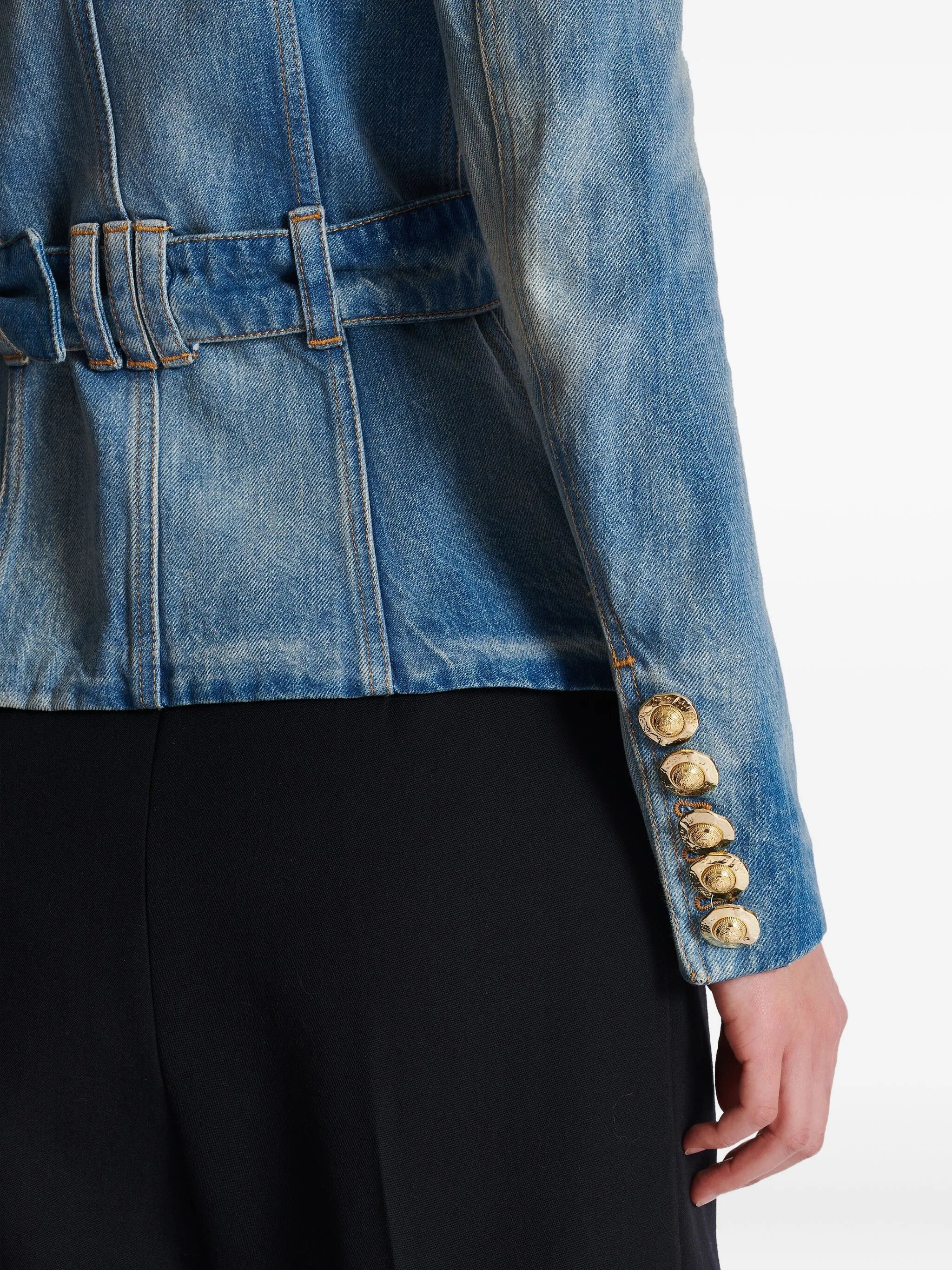 belted denim jacket